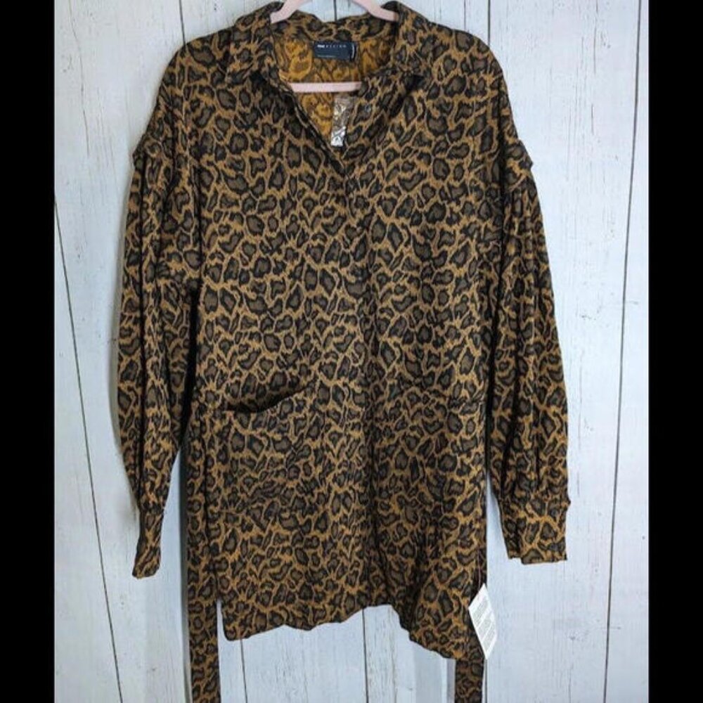 Asos Design Size 8 Cheetah Leopard‎ Print Womens Trench Coach Front Pockets NWT